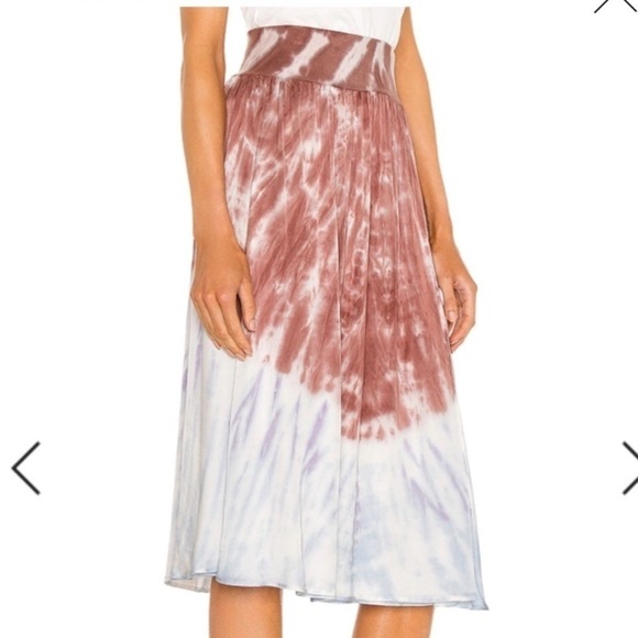Chaser Silky Skirt Banded waist Pull-on Midi Tie-Dye Mauve Blue Purple Women's S - Picture 1 of 12